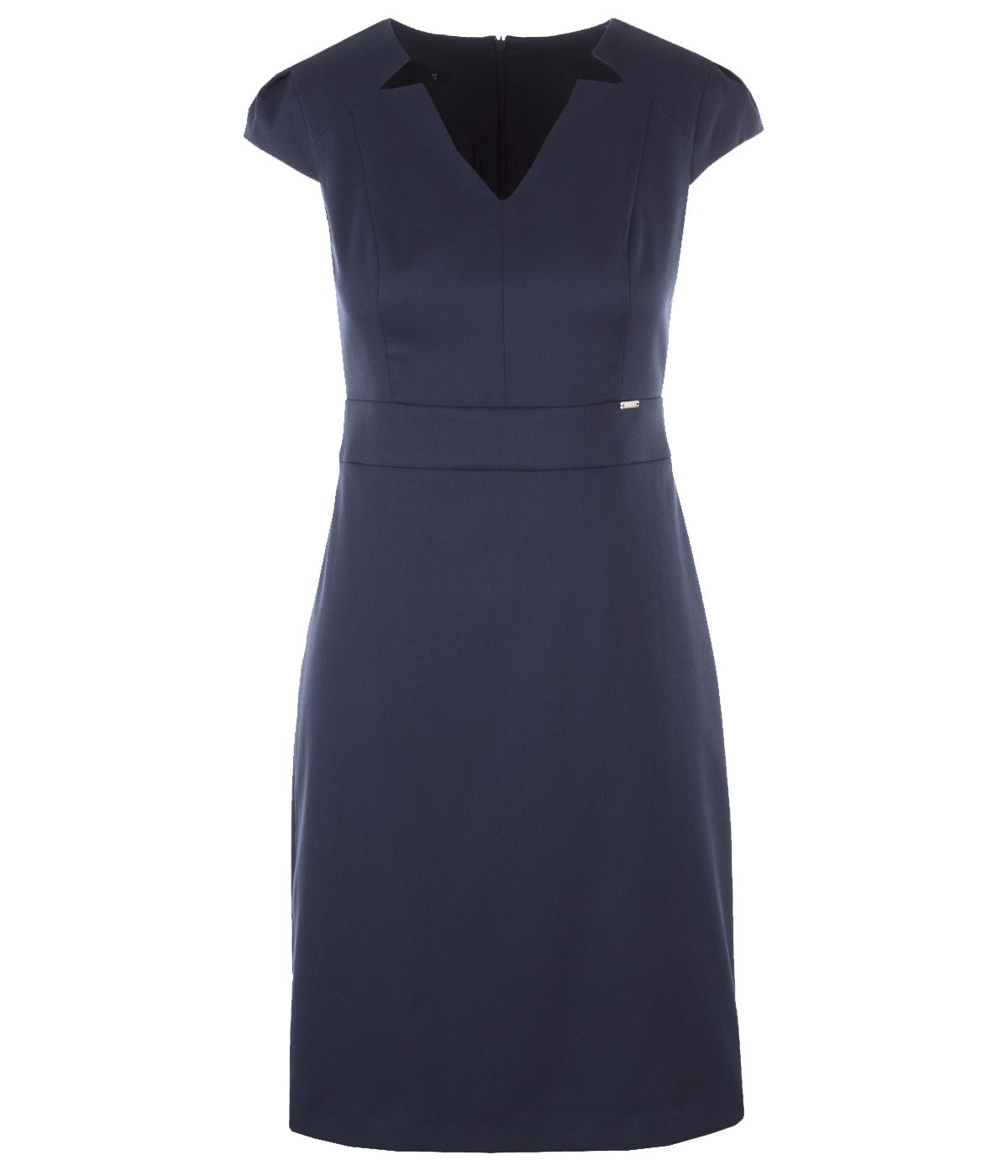 Fitted dress with V-neck and decorative cutouts 0